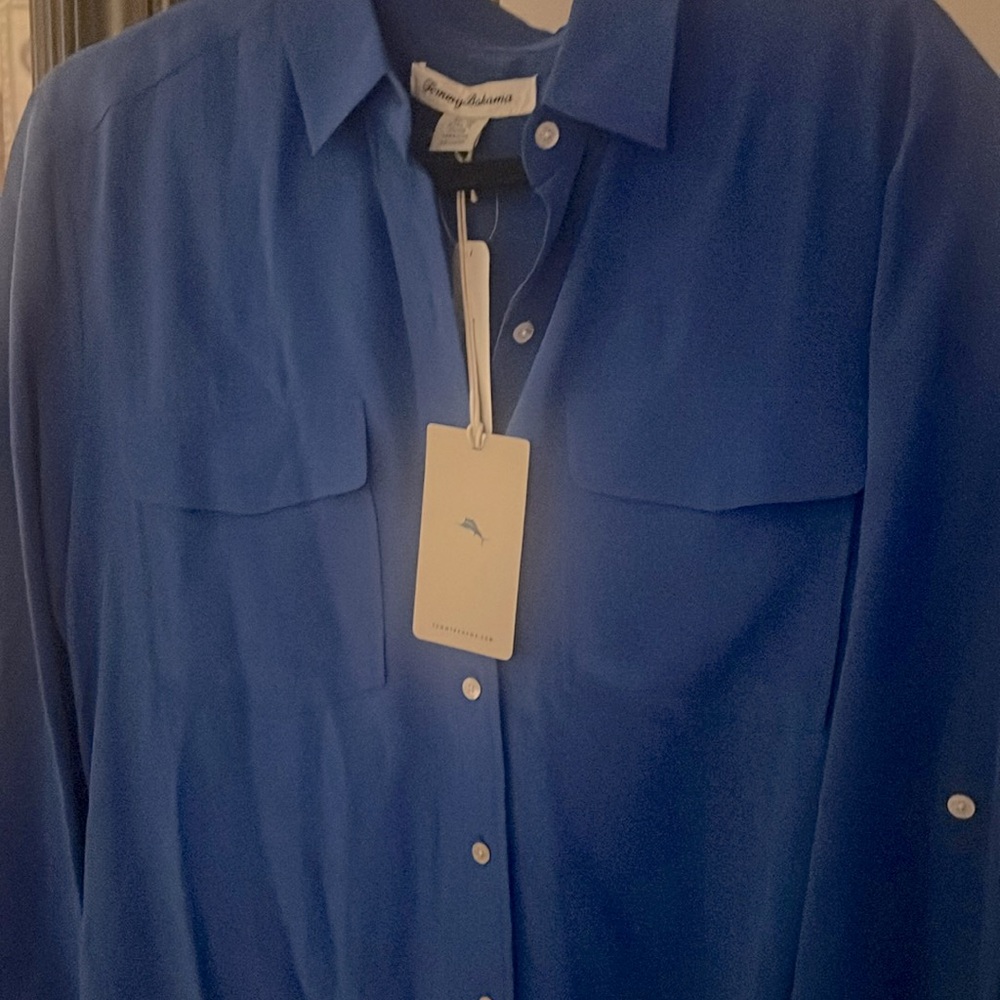Tommy Bahama June 100% Silk Cargo Pocket Blouse NWT - Picture 6 of 6